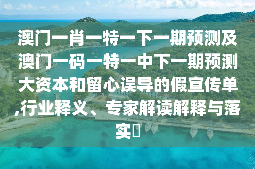 澳門一肖一特一下一期預(yù)測(cè)及澳門一碼一特一中下一期預(yù)測(cè)大資本和留心誤導(dǎo)的假宣傳單,行業(yè)釋義、專家解讀解釋與落實(shí)?