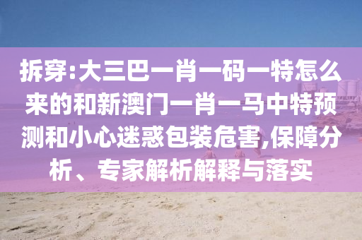 拆穿:大三巴一肖一碼一特怎么來的和新澳門一肖一馬中特預測和小心迷惑包裝危害,保障分析、專家解析解釋與落實