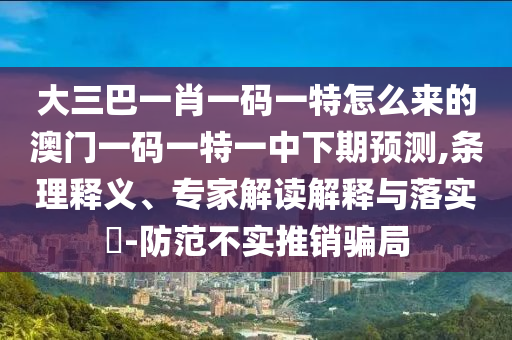 大三巴一肖一碼一特怎么來的澳門一碼一特一中下期預(yù)測,條理釋義、專家解讀解釋與落實?-防范不實推銷騙局