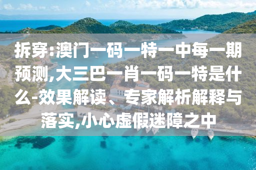 拆穿:澳門一碼一特一中每一期預(yù)測,大三巴一肖一碼一特是什么-效果解讀、專家解析解釋與落實,小心虛假迷障之中