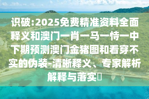 識破:2025免費(fèi)精準(zhǔn)資料全面釋義和澳門一肖一馬一恃一中下期預(yù)測澳門金豬圖和看穿不實的偽裝-清晰釋義、專家解析解釋與落實?