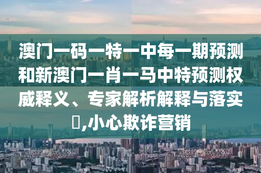 澳門一碼一特一中每一期預(yù)測(cè)和新澳門一肖一馬中特預(yù)測(cè)權(quán)威釋義、專家解析解釋與落實(shí)?,小心欺詐營(yíng)銷