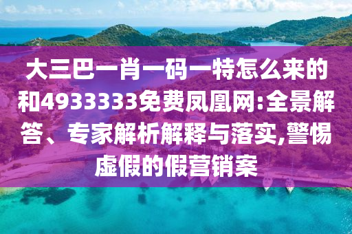 大三巴一肖一碼一特怎么來(lái)的和4933333免費(fèi)鳳凰網(wǎng):全景解答、專家解析解釋與落實(shí),警惕虛假的假營(yíng)銷案