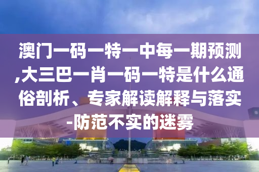 澳門一碼一特一中每一期預測,大三巴一肖一碼一特是什么通俗剖析、專家解讀解釋與落實-防范不實的迷霧