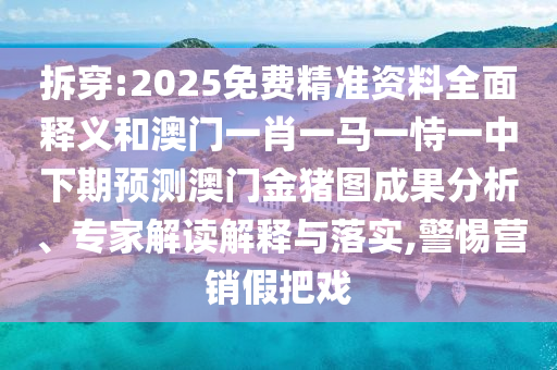 拆穿:2025免費精準(zhǔn)資料全面釋義和澳門一肖一馬一恃一中下期預(yù)測澳門金豬圖成果分析、專家解讀解釋與落實,警惕營銷假把戲