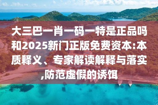 大三巴一肖一碼一特是正品嗎和2025新門正版免費(fèi)資本:本質(zhì)釋義、專家解讀解釋與落實(shí),防范虛假的誘餌