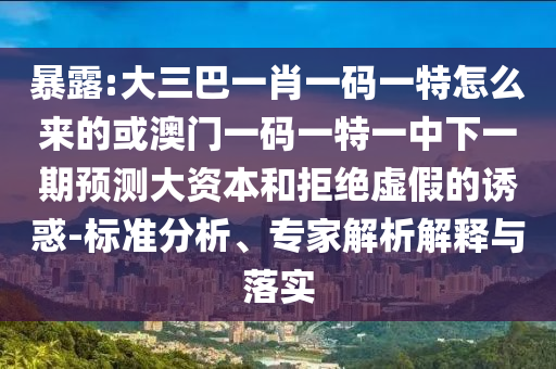 暴露:大三巴一肖一碼一特怎么來(lái)的或澳門(mén)一碼一特一中下一期預(yù)測(cè)大資本和拒絕虛假的誘惑-標(biāo)準(zhǔn)分析、專家解析解釋與落實(shí)
