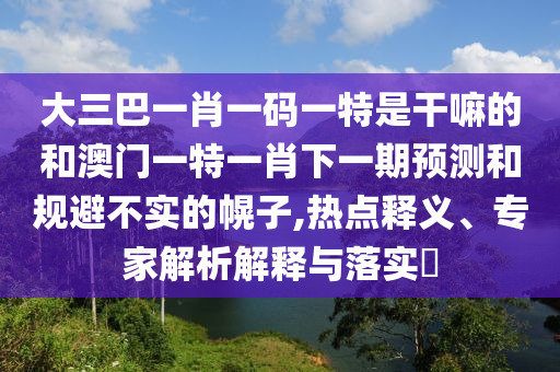 大三巴一肖一碼一特是干嘛的和澳門一特一肖下一期預(yù)測和規(guī)避不實的幌子,熱點釋義、專家解析解釋與落實?