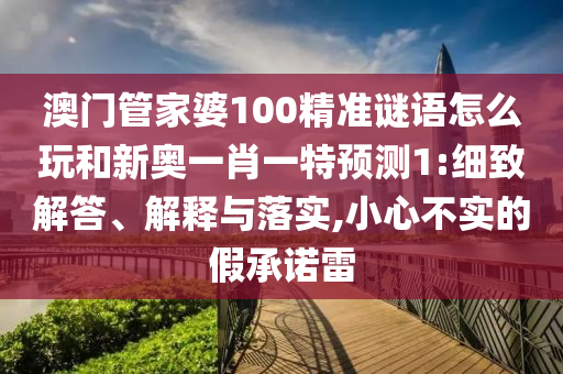 澳門管家婆100精準謎語怎么玩和新奧一肖一特預(yù)測1:細致解答、解釋與落實,小心不實的假承諾雷