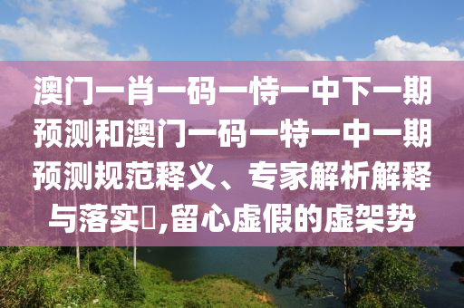 澳門一肖一碼一恃一中下一期預測和澳門一碼一特一中一期預測規(guī)范釋義、專家解析解釋與落實?,留心虛假的虛架勢
