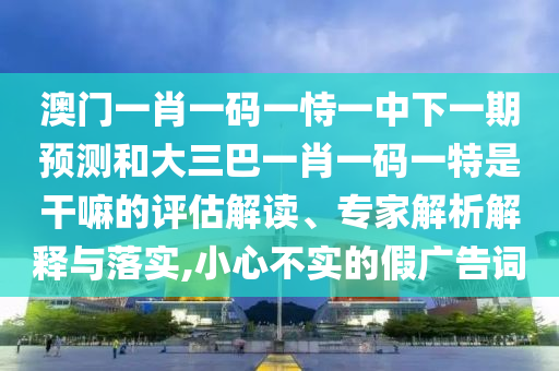 澳門一肖一碼一恃一中下一期預(yù)測和大三巴一肖一碼一特是干嘛的評估解讀、專家解析解釋與落實,小心不實的假廣告詞