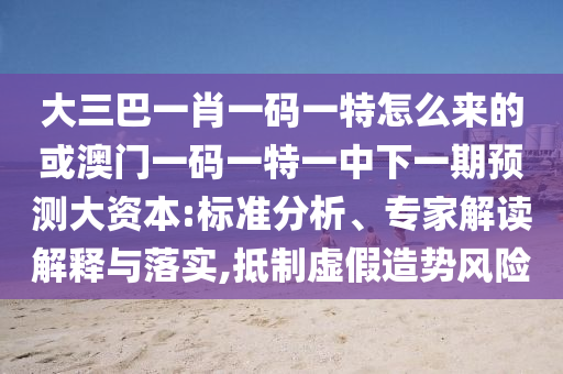 大三巴一肖一碼一特怎么來的或澳門一碼一特一中下一期預(yù)測大資本:標(biāo)準(zhǔn)分析、專家解讀解釋與落實,抵制虛假造勢風(fēng)險