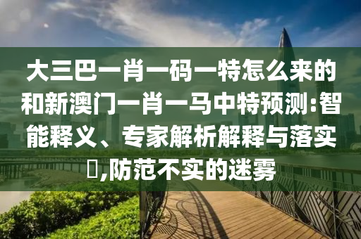 大三巴一肖一碼一特怎么來的和新澳門一肖一馬中特預(yù)測:智能釋義、專家解析解釋與落實?,防范不實的迷霧