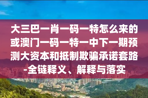 大三巴一肖一碼一特怎么來的或澳門一碼一特一中下一期預測大資本和抵制欺騙承諾套路-全鏈釋義、解釋與落實