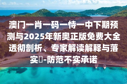 澳門一肖一碼一恃一中下期預(yù)測與2025年新奧正版免費大全透徹剖析、專家解讀解釋與落實?-防范不實承諾