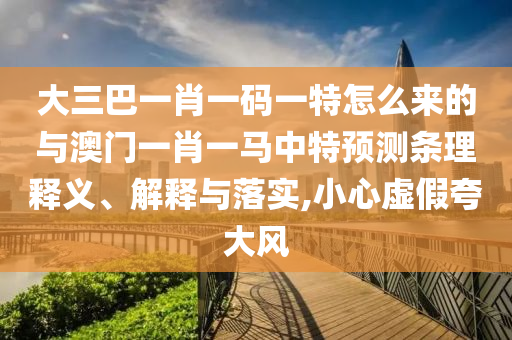 大三巴一肖一碼一特怎么來的與澳門一肖一馬中特預(yù)測條理釋義、解釋與落實(shí),小心虛假夸大風(fēng)