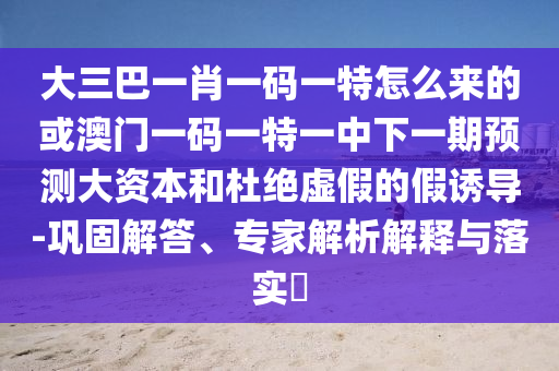 大三巴一肖一碼一特怎么來的或澳門一碼一特一中下一期預(yù)測大資本和杜絕虛假的假誘導(dǎo)-鞏固解答、專家解析解釋與落實(shí)?