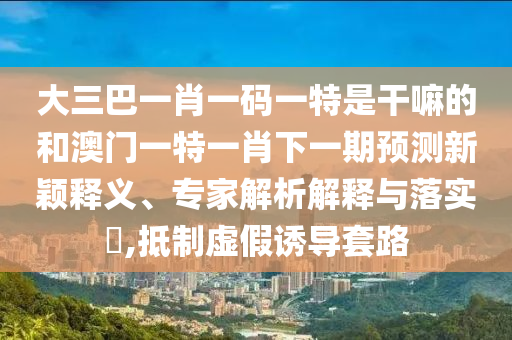 大三巴一肖一碼一特是干嘛的和澳門一特一肖下一期預(yù)測新穎釋義、專家解析解釋與落實?,抵制虛假誘導(dǎo)套路