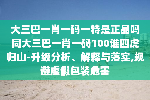 大三巴一肖一碼一特是正品嗎同大三巴一肖一碼100誰四虎歸山-升級分析、解釋與落實,規(guī)避虛假包裝危害