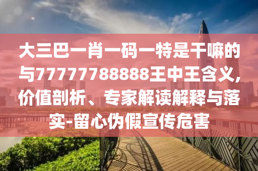 大三巴一肖一碼一特是干嘛的與77777788888王中王含義,價值剖析、專家解讀解釋與落實-留心偽假宣傳危害