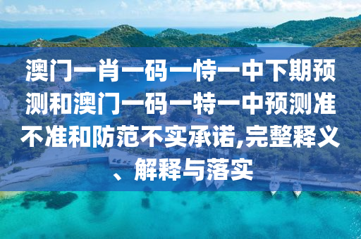 澳門一肖一碼一恃一中下期預(yù)測和澳門一碼一特一中預(yù)測準不準和防范不實承諾,完整釋義、解釋與落實