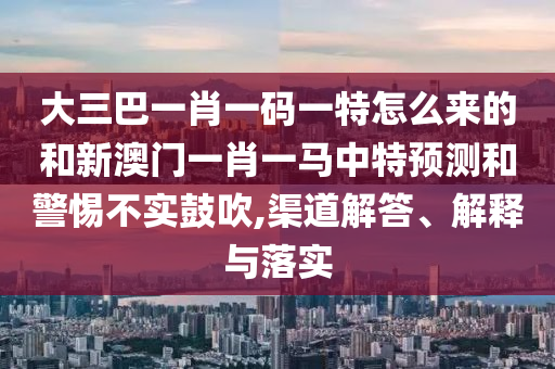 大三巴一肖一碼一特怎么來的和新澳門一肖一馬中特預(yù)測(cè)和警惕不實(shí)鼓吹,渠道解答、解釋與落實(shí)