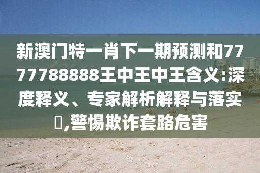 新澳門特一肖下一期預(yù)測(cè)和7777788888王中王中王含義:深度釋義、專家解析解釋與落實(shí)?,警惕欺詐套路危害